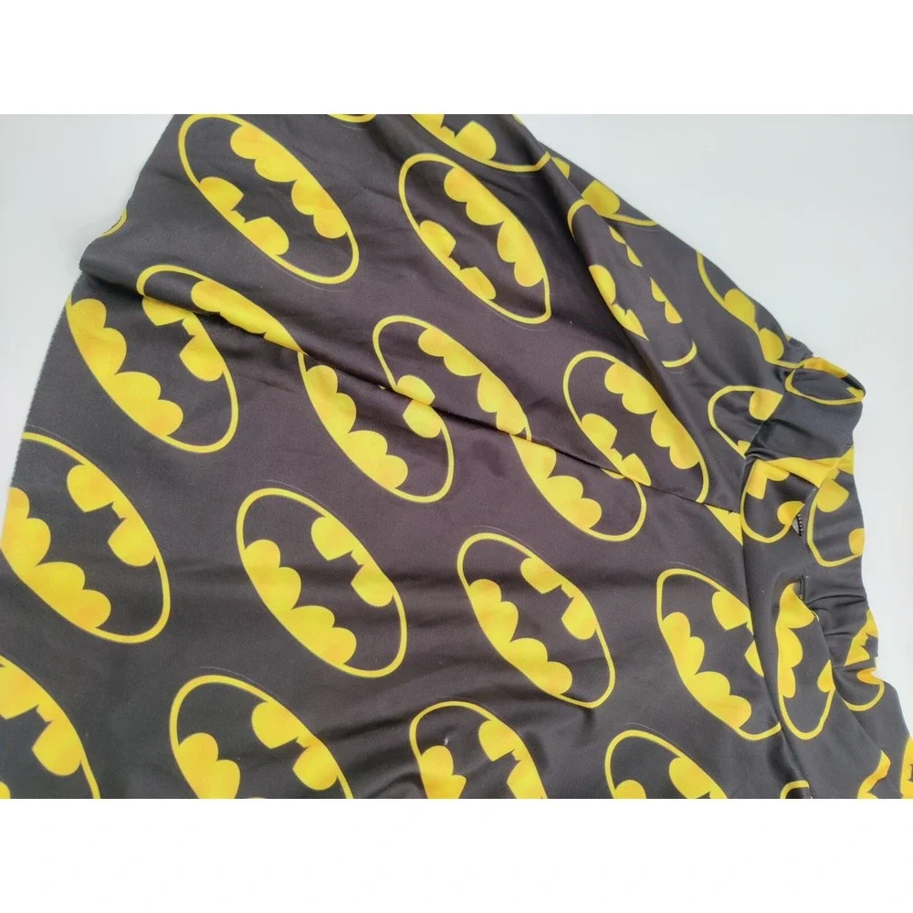 Womens Batman Logo Skater‎ Skirt Black Yellow Graphic Print Flare Mini
